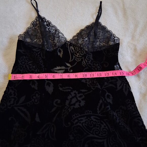 Frederick's of Hollywood Women's M Black Burnout Velvet Lace Y2K Mini Chemise - Picture 14 of 15